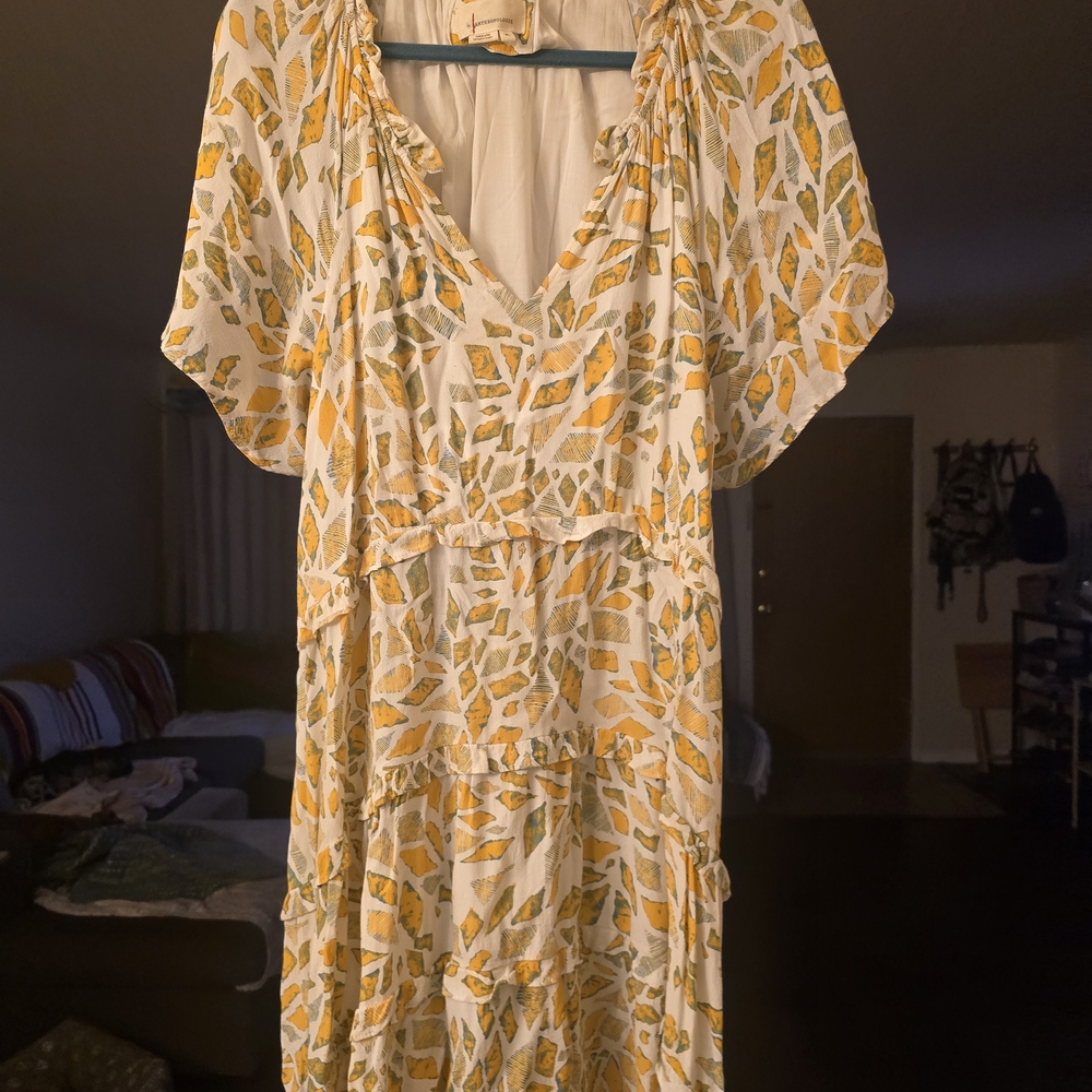 Anthropologie Robin Tiered Ruffled Mini Dress XL  No Flaws
